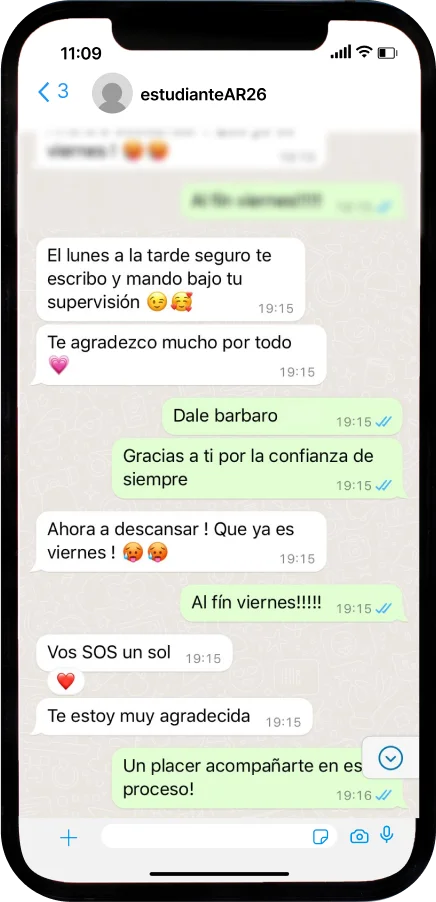 Mensaje de agradecimiento de un estudiante