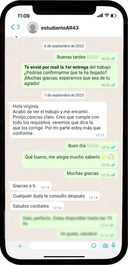 Mensaje de agradecimiento de un estudiante