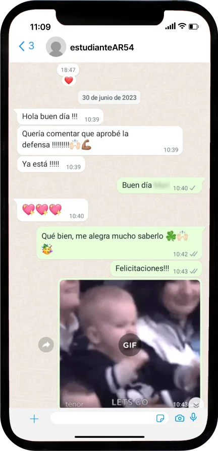 Mensaje de agradecimiento de un estudiante