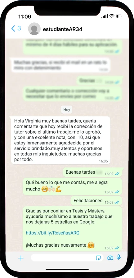 Mensaje de agradecimiento de un estudiante