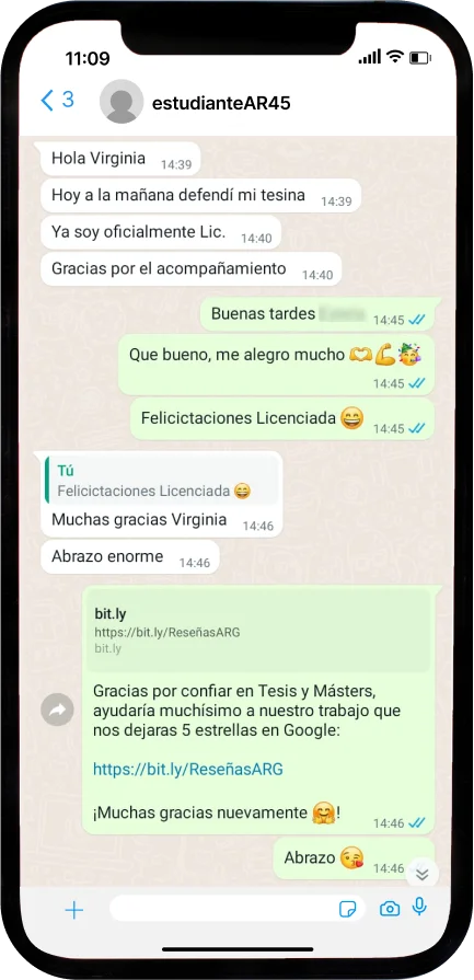 Mensaje de agradecimiento de un estudiante