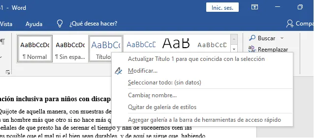 Títulos y subtítulos en Word
