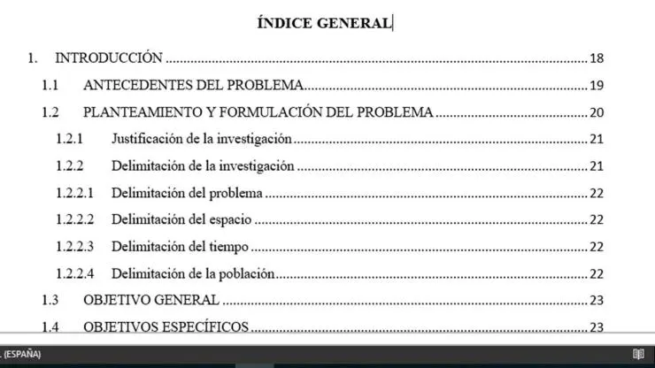 Ejemplo de índice general